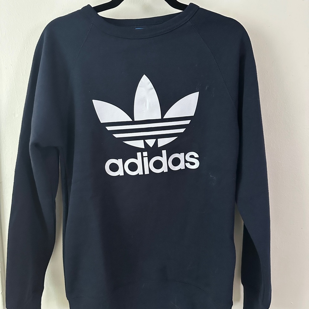Adidas Men's Crewneck Sweater in Navy and White